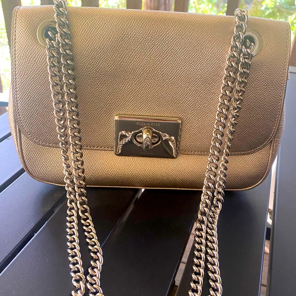 Gold Twist Lock Coach Bag